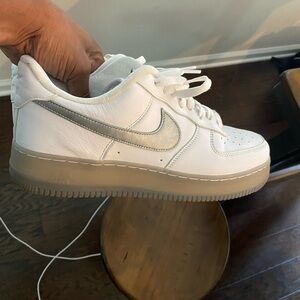 Nike Air Force 1 anniversary edition sz 11 white silver check
